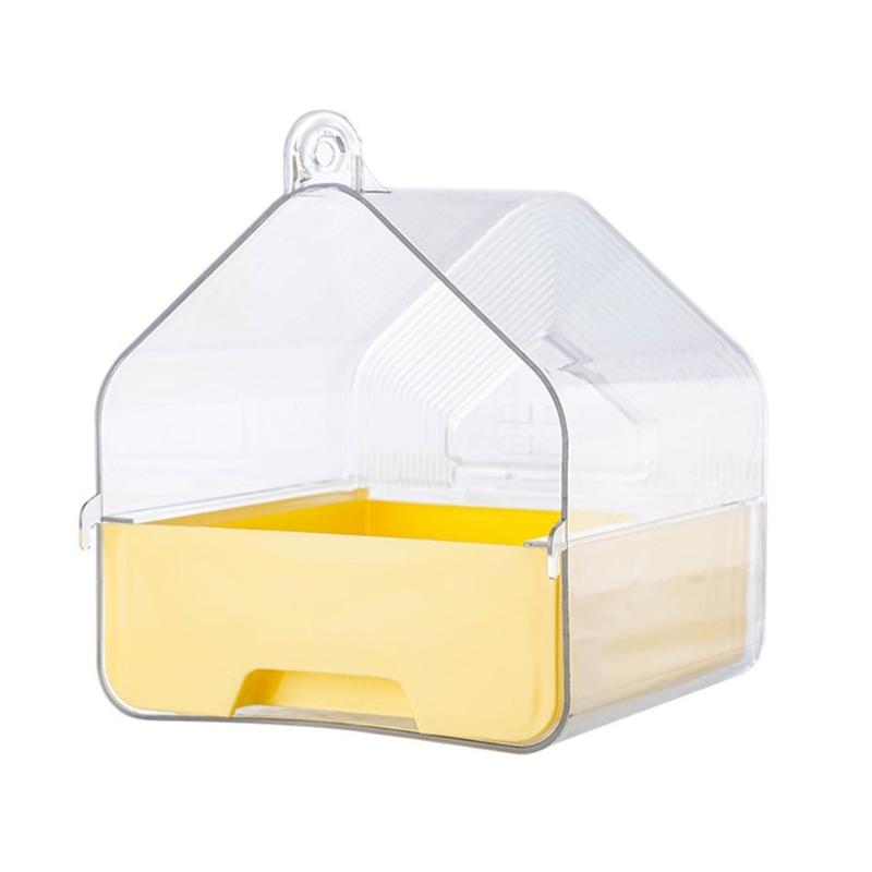 

Portable Bird Bathtub for Cage Small and Medium Birds Clear Hanging Bathing Box for Parakeets Lovebirds and Budgies Bath жёлтый