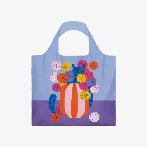 Market Bag Flowers and cat purple / Agathe Singer