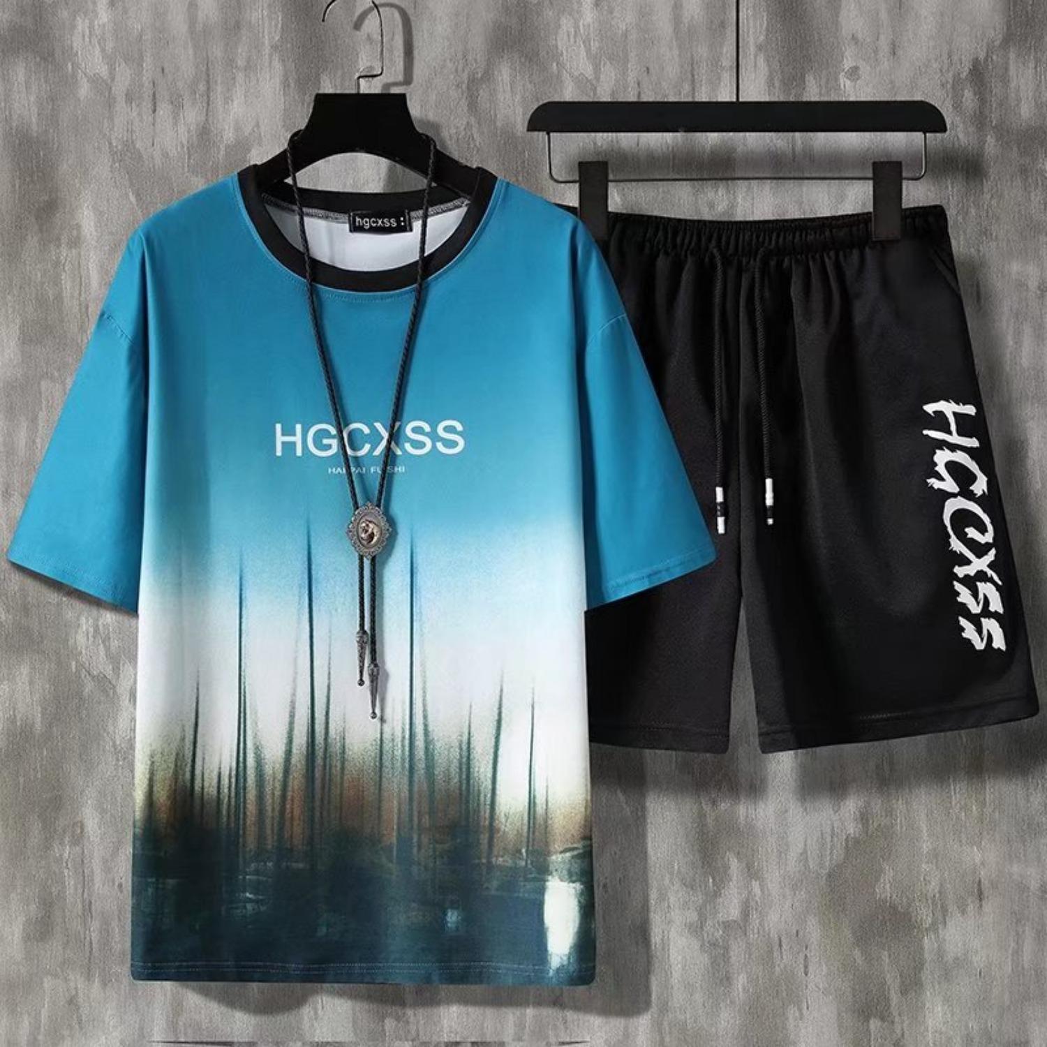 Летний комплект для мальчиков с 3D-печатью, короткий рукав, шорты 5-6 Years