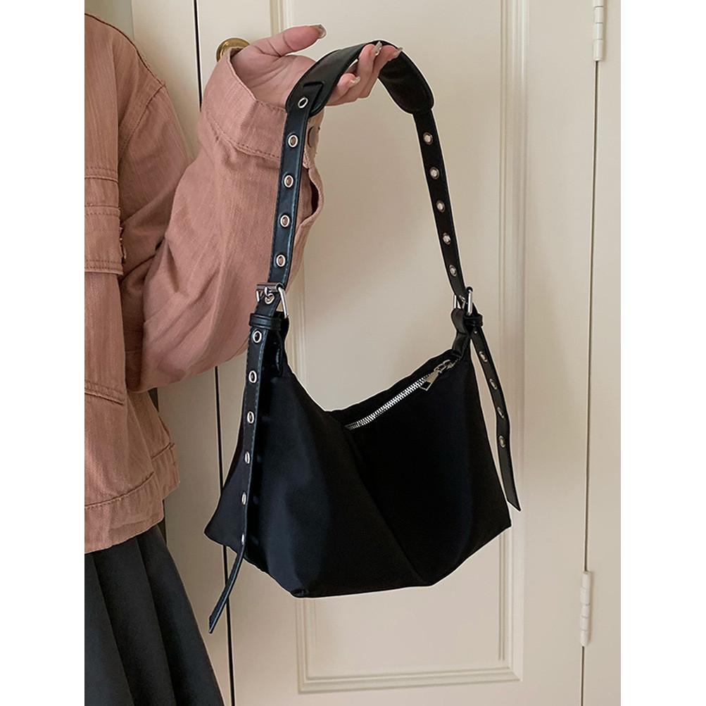 Ielgy Texture Underarm Bag Fashion Nylon Cloth Bag All-Match Large-Capacity Cross @-