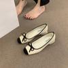 Fashion Bailamos Women Flats Fashion Colored Soft Leather Ballet Shoes 2025 Square Toe Bow Low Heels Shoes Shallow Mouth Casual Shoes Mu
