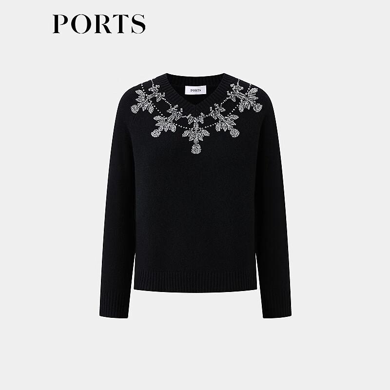 PORTS Women's V-Neck Hollow-out Knit Sweater