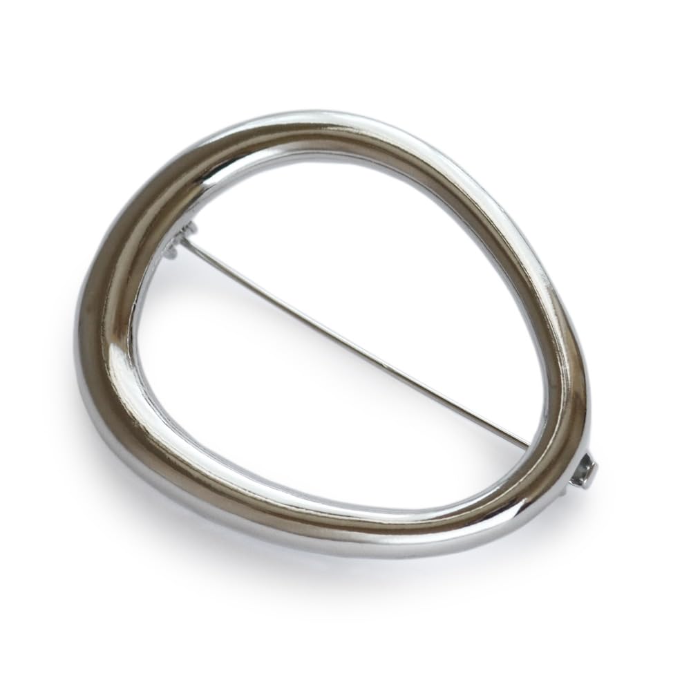 

JewelVOX Brooch for Quilt Accent [Jewel Box] Women, Oval, Metal, Simple, Stylish, Adult, Pin, (Silver)