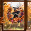 Creative Stress Relief Crafts Black Cat Moon Rhinestone Painting Kit, Halloween Faceted Faux Crystal Hanging Decor, Shining Pendant Art DIY