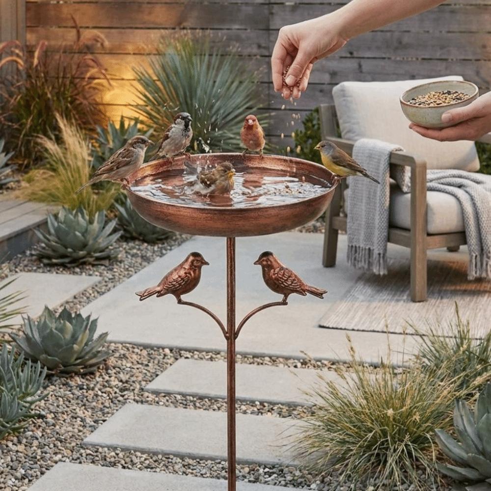 5 Claw Ground Plug Freestanding Birdbath Rustproof Metal Bird Feeding Station  Farm Decoration