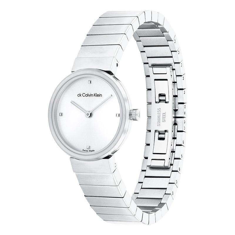 CALVIN KLEIN watch quartz movement steel strap 28mm white dial women's watch 30 meters waterproof tasteful 25000041
