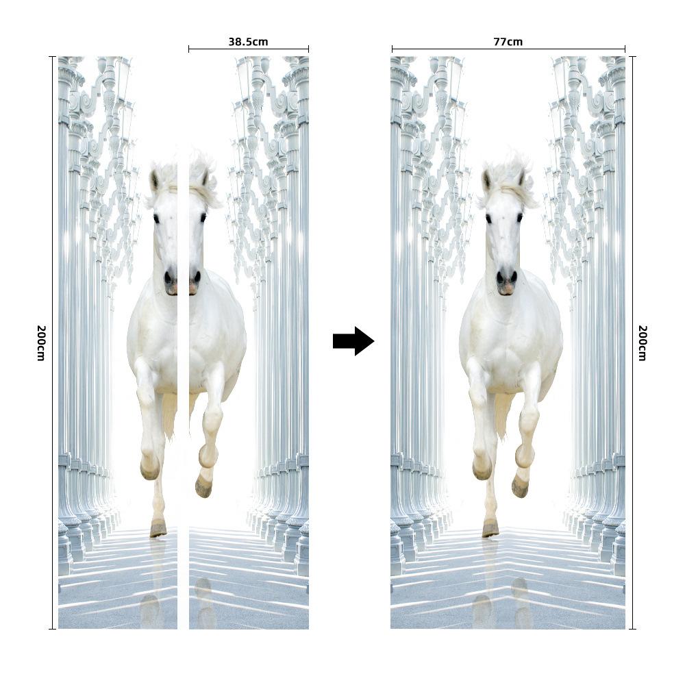Meiji Creative Environmental Protection Stallion 3D Door Sticker Renovation Self-Adhesive Bedroom Wall Sticker Direct Sales Door Frame