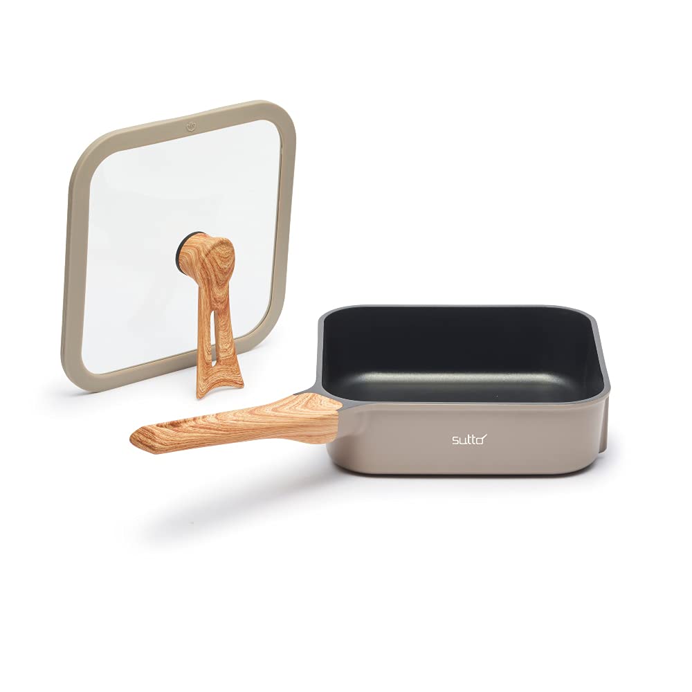 

Doshisha sutto square frying 20 x 6 compatible with all heat sources and deep type pan, cm, (gas induction), greige,