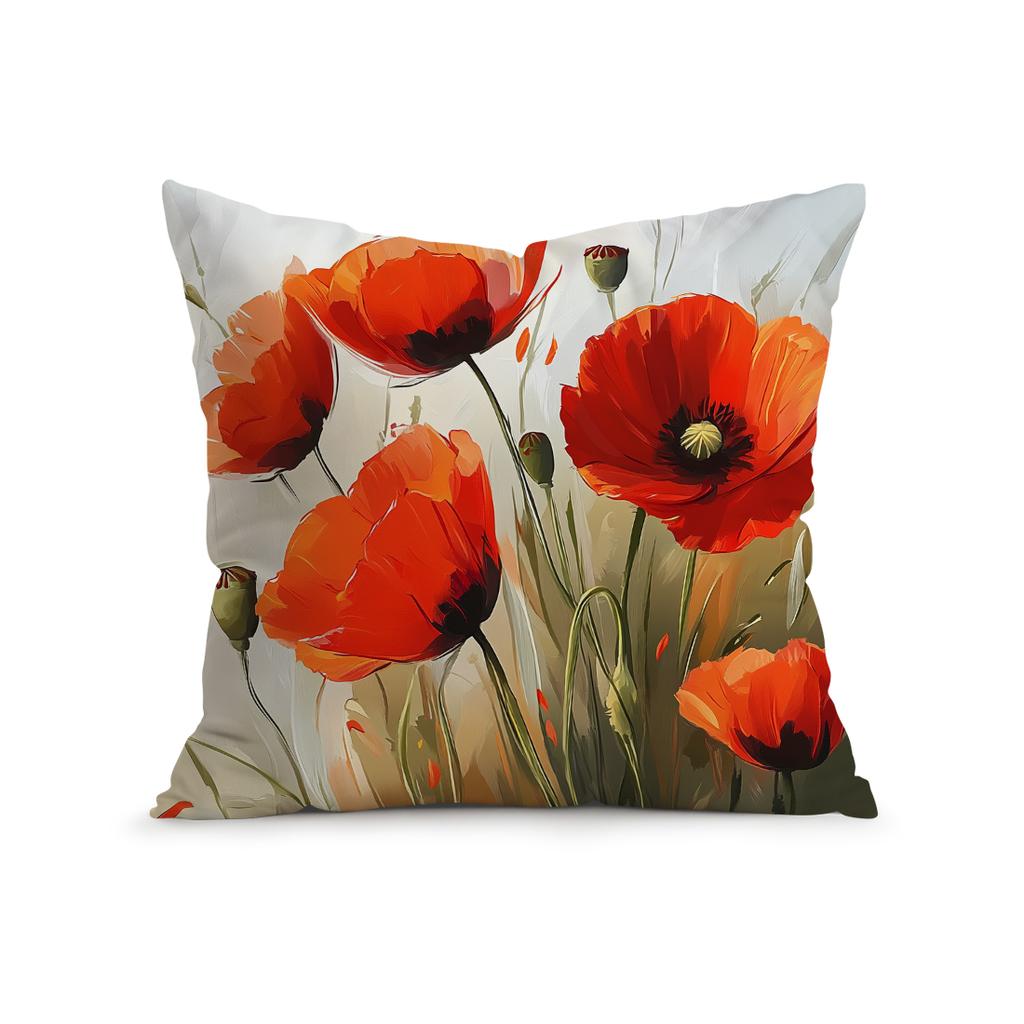 Oil Painting Flowers Pillowcase Printed Polyester 45X45Cm Throw Pillowcover Decorative Sofa Cushion Pillowslip Home Decor