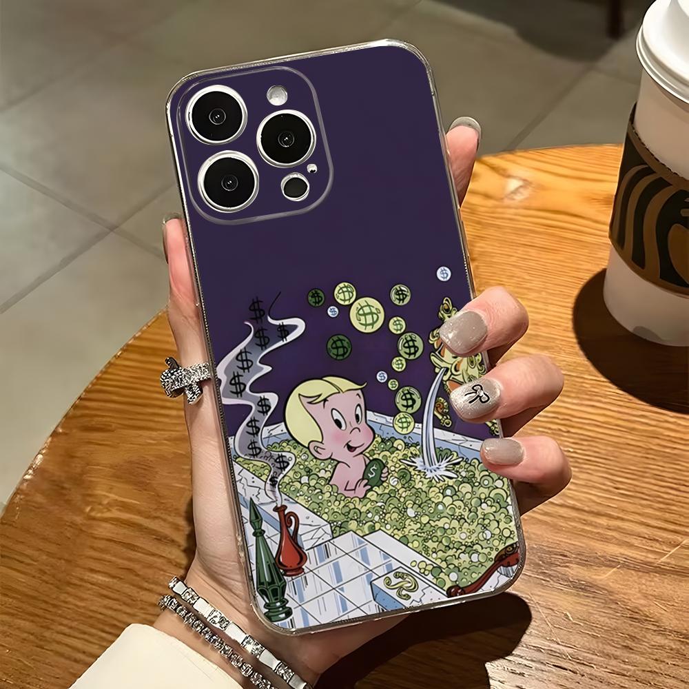Cartoon Richie Rich Phone Case For Iphone 15 Pro Max 14 Plus 11 12 Mini 13 Pro 7 8 X XR XS SE Transparent Back Cover