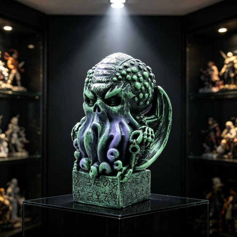 Curious Dark Cthulhu Sculpture, Winged Old God Octopus Model Study Shelf Atmosphere Decoration Collection Decoration