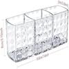 Boîte de rangement cosmétique transparente en acrylique à trois compartiments Motif diamant Boîte de rangement pour stylos de maquillage et crayons à sourcils Porte-stylo de bureau
