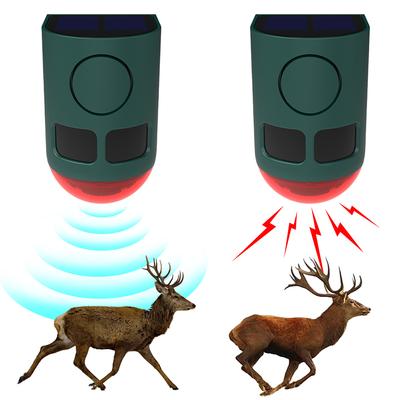 Solar Outdoor Motion Sensor Alarm 129dB Loud Sound Noise Maker with Strobe Light To Deter Raccoon Deer Skunk Bear Coyote