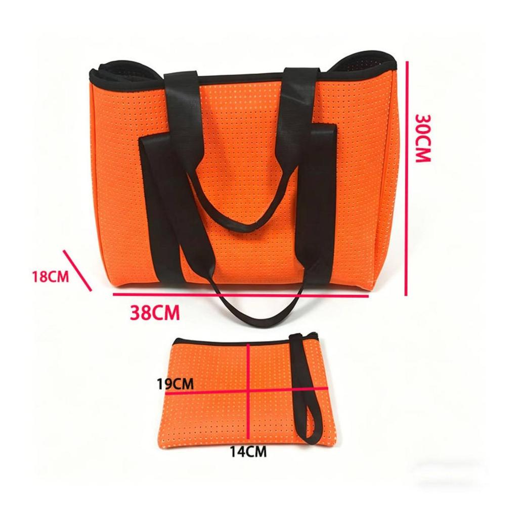 Versatile Open-Top Travel Tote with Wristlet Pouch Roomy Beach