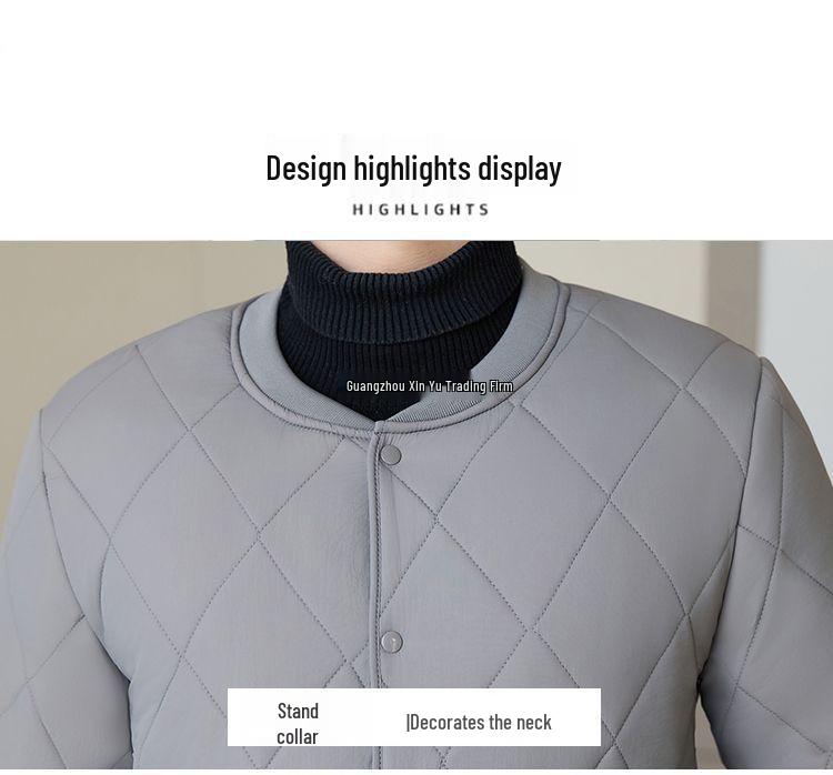 Men's Ultra-Lightweight Cotton Jacket with Stand Collar - Warm, Casual, Versatile Outerwear for Autumn & Winter.