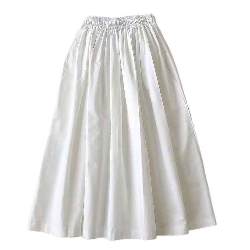 2025 Summer Women's High-Waisted A-Line Skirt: Japanese-Korean Style In Plain Khaki