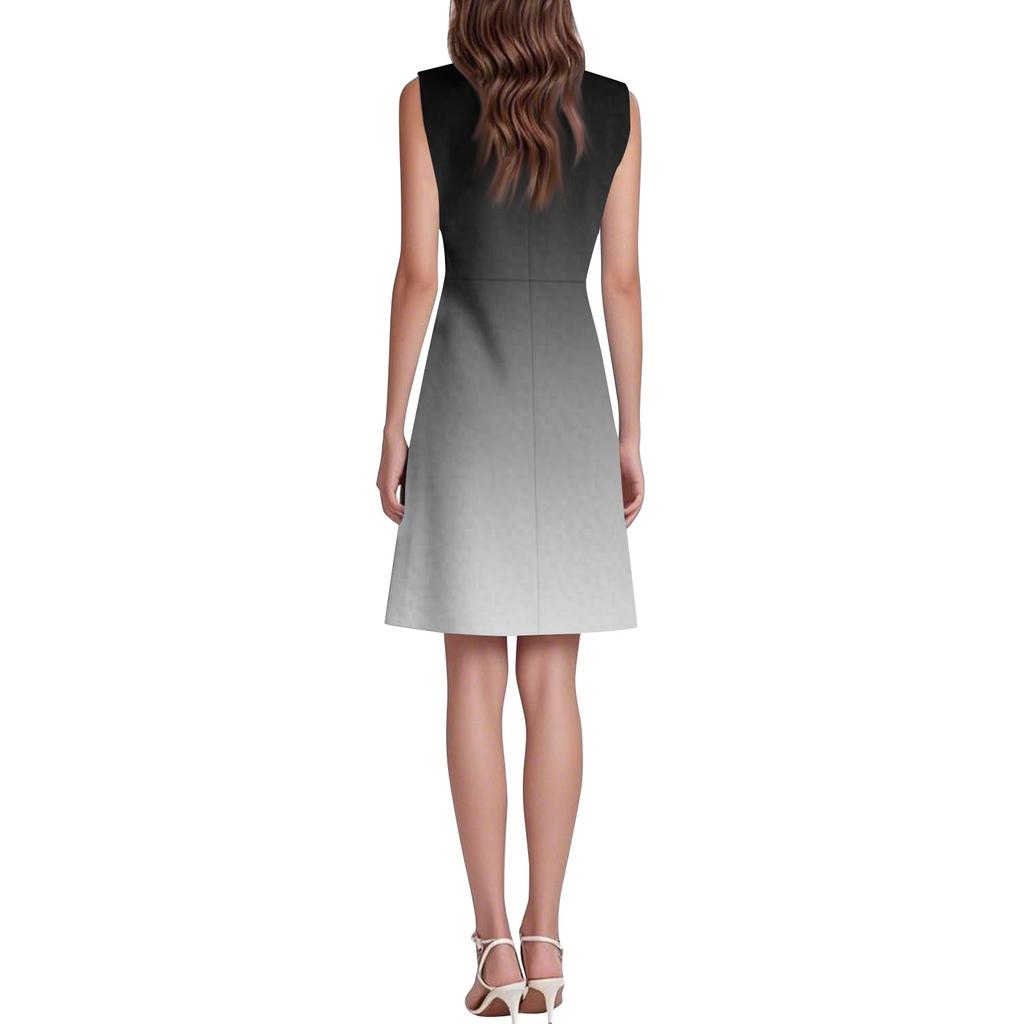 Chiffon Floral Sleeveless V-Neck Waist Dress