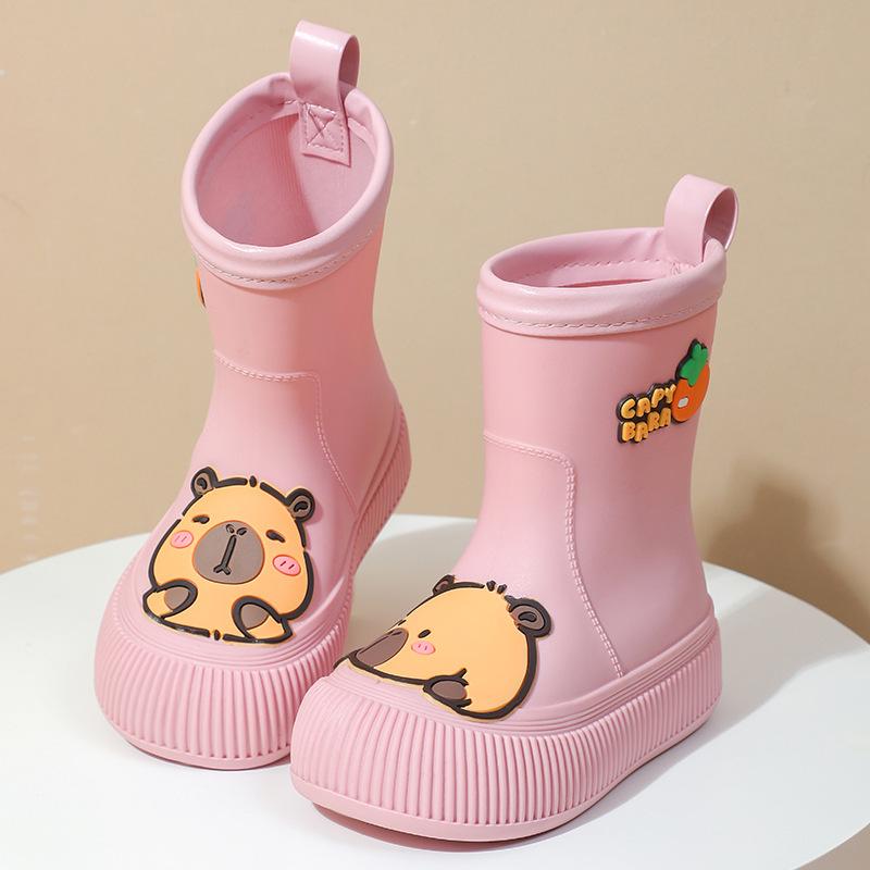 Women's Fashion Rain Boots: Non-Slip, Waterproof, Fleece-Lined, Mid-Calf Boots for Ladies & Kids - Perfect for Outdoor Wear.