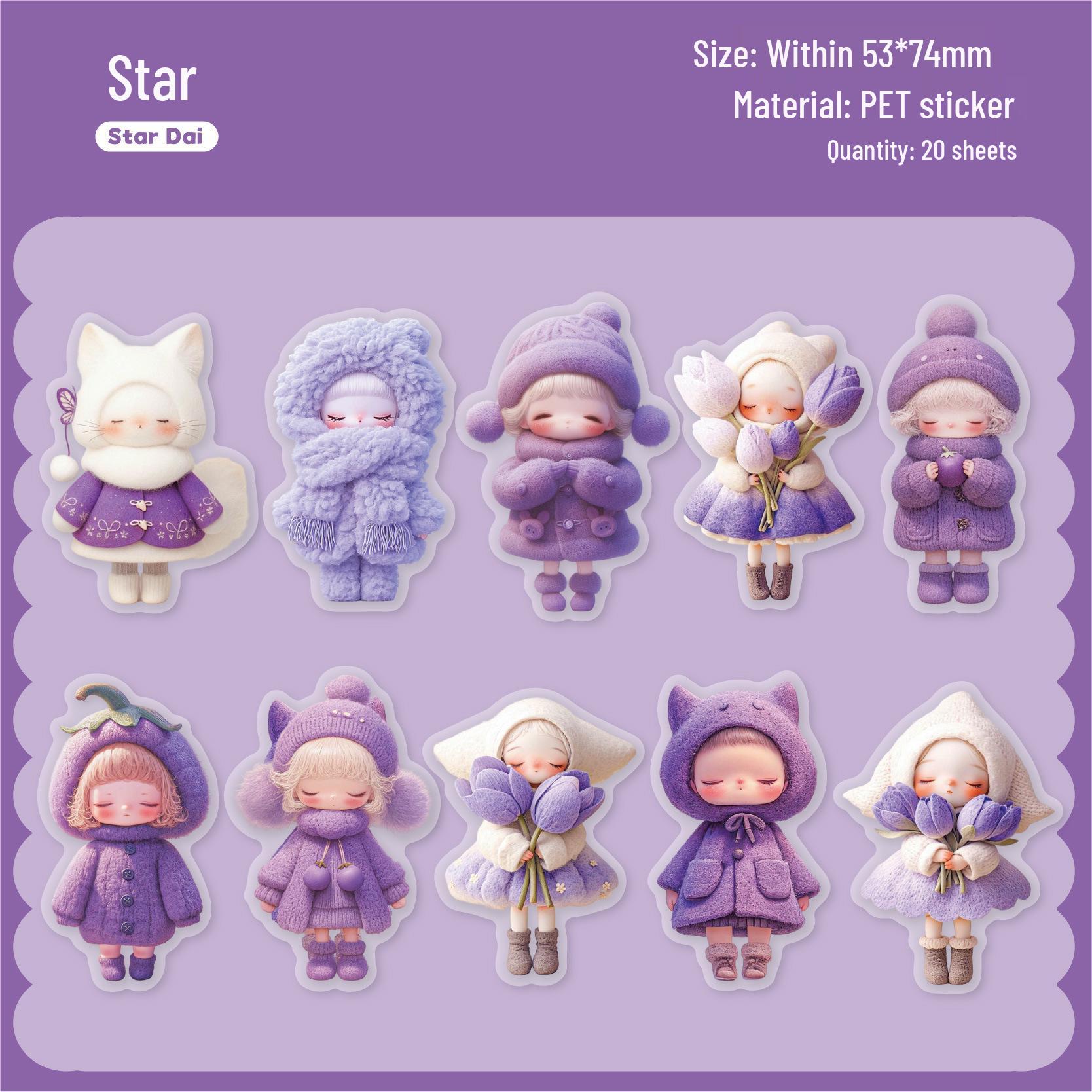 

Sugar Fluff Retro Story: Cute PET Self-Adhesive Sticker Pack (20 Sheets, Q Version Characters)