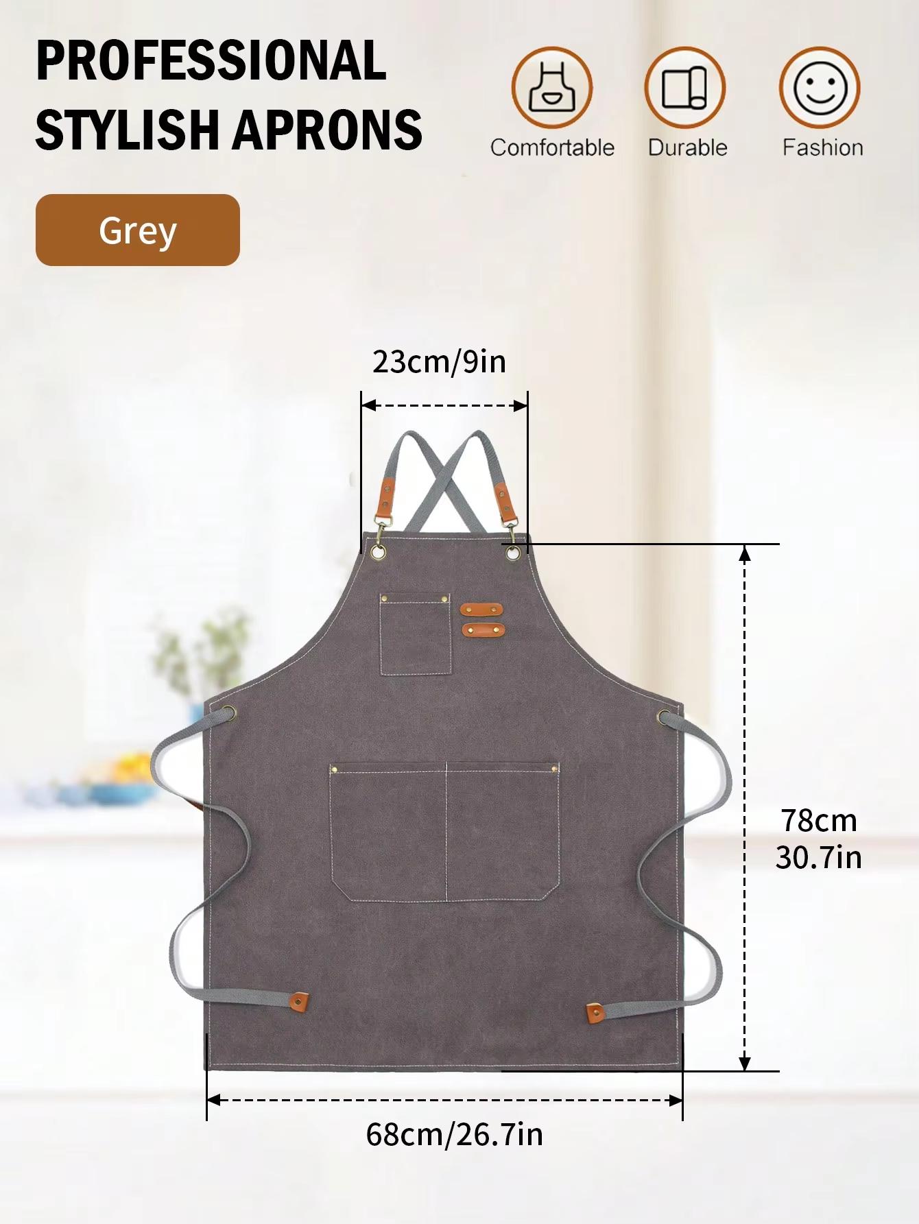 

Funny Cooking Chef Apron with Pockets BBQ Kitchen Work Aprons for Women and Men Adjustable Strap Apron Kitchen Cook серый