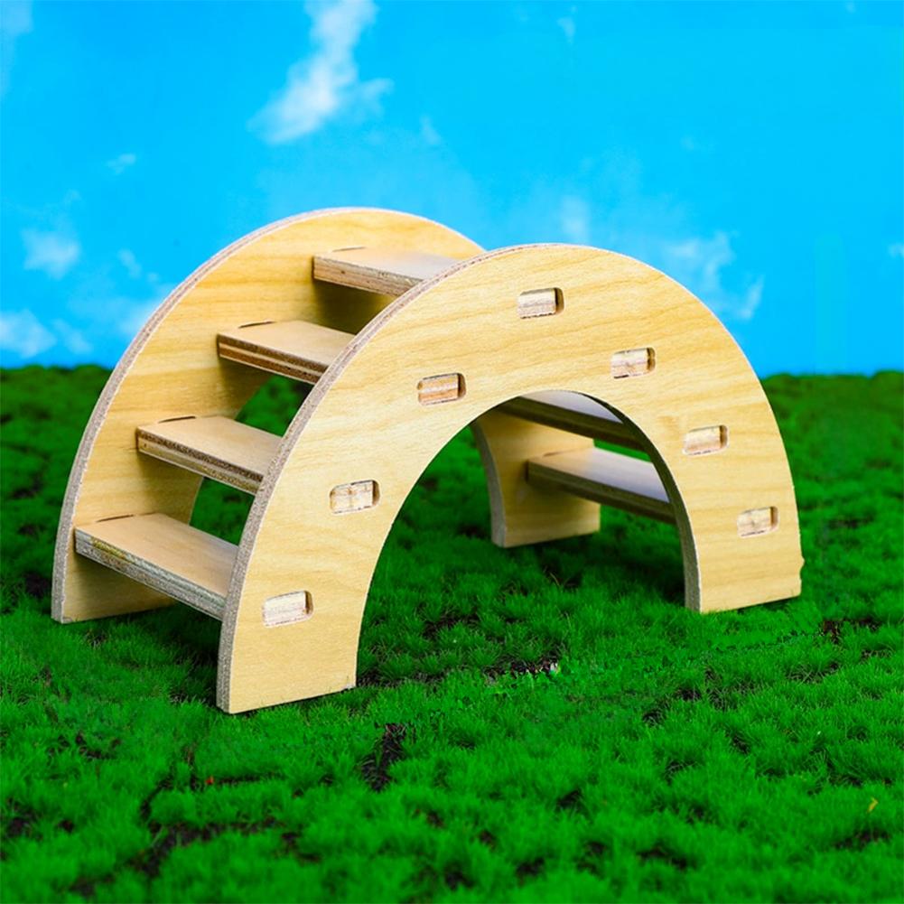 Hamster Solid Wood House Nest Hideout Toys Wooden Bridge For Golden Bear Squirrel Pig Parrot Hedgehog Cage Accessories