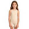 Kids Girls Gymnastics Dance Bodysuit Round Neck Sleeveless Back Invisible Zipper Thigh Length Jumpsuit for Practice Training