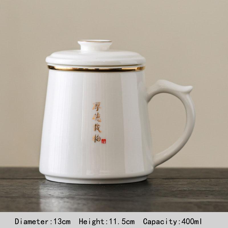 400ml Simple Ceramic Tea Cup With Infuser And Lid Tea Mugs Handle Personality Modern Coffe Cup For Home Office