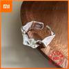 Xiaomi 925 Sterling Silver Simple Ring For Women Fine Jewelry Finger Adjustable Open Vintage Triangle Ring For Party Birthday Gift