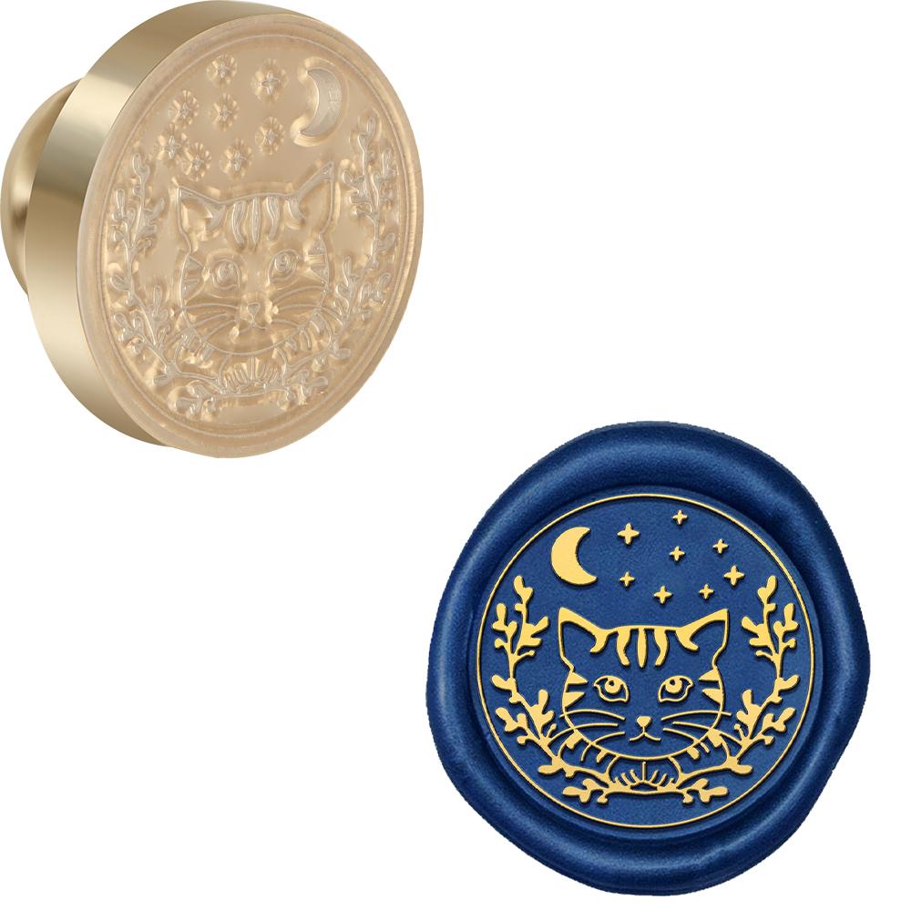 Cat Series Wax Seal Stamp Animals Pattern Sealing Wax Stamp 25mm Removable Brass Head for Envelope Card Package Decoration
