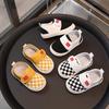 2025 Spring/Autumn Plaid Canvas Shoes for Kids: Boys, Girls & Baby Indoor Kindergarten Footwear