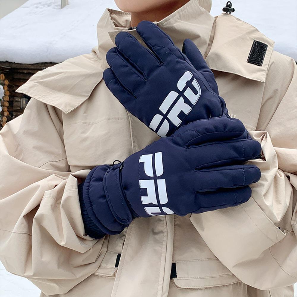 

Плюшевые снежные перчатки Толстые мотоциклетные перчатки Велосипедное снаряжение Зимние теплые перчатки Спорт на открытом воздухе темно-синий