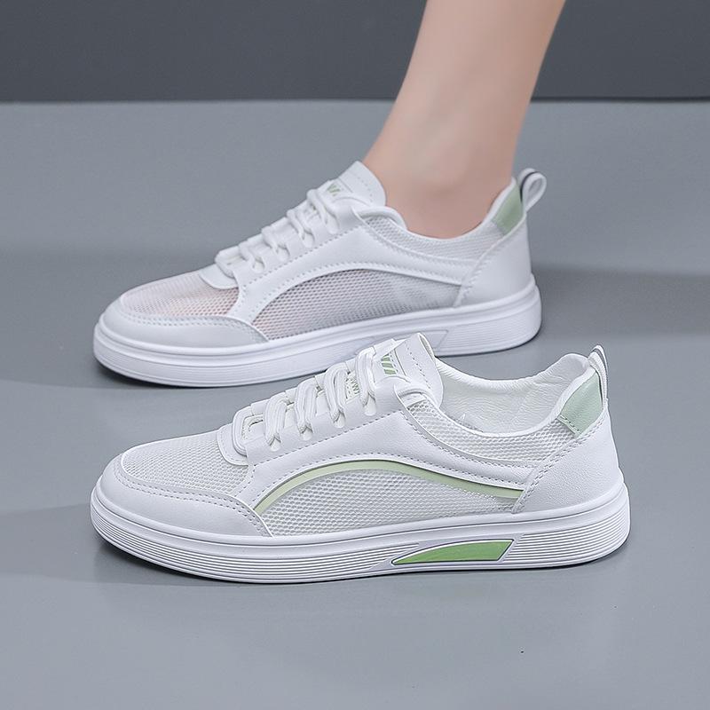 Casual sports shoes 2025 summer new mesh white shoes for women Korean version versatile student flat shoes for women