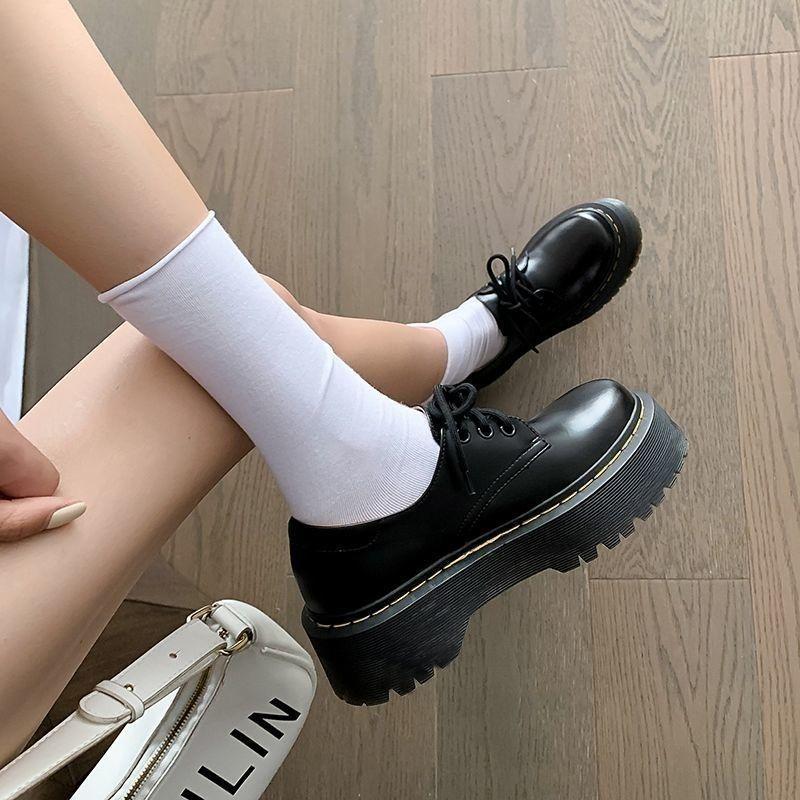 Platform Small Leather Shoes Female Hottie British New College Wind Round Head Mary Jane JK Single Shoes Children