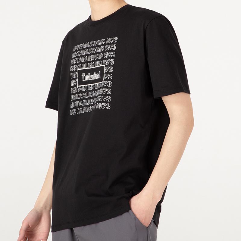Timberland Logo Printed Outdoor Casual Crew Neck Short Sleeve T-Shirt Men Tops Black A27K6-001