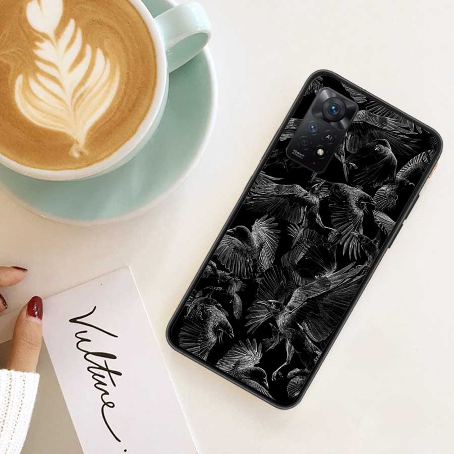Raven Crow Skull Pattern Phone Case For Xiaomi Redmi Note 12 Plus 12S 11 11T Pro 5G 11E 11S 4G 10 10S 9 9S 9T 8 8T 7 6 5 Cover S