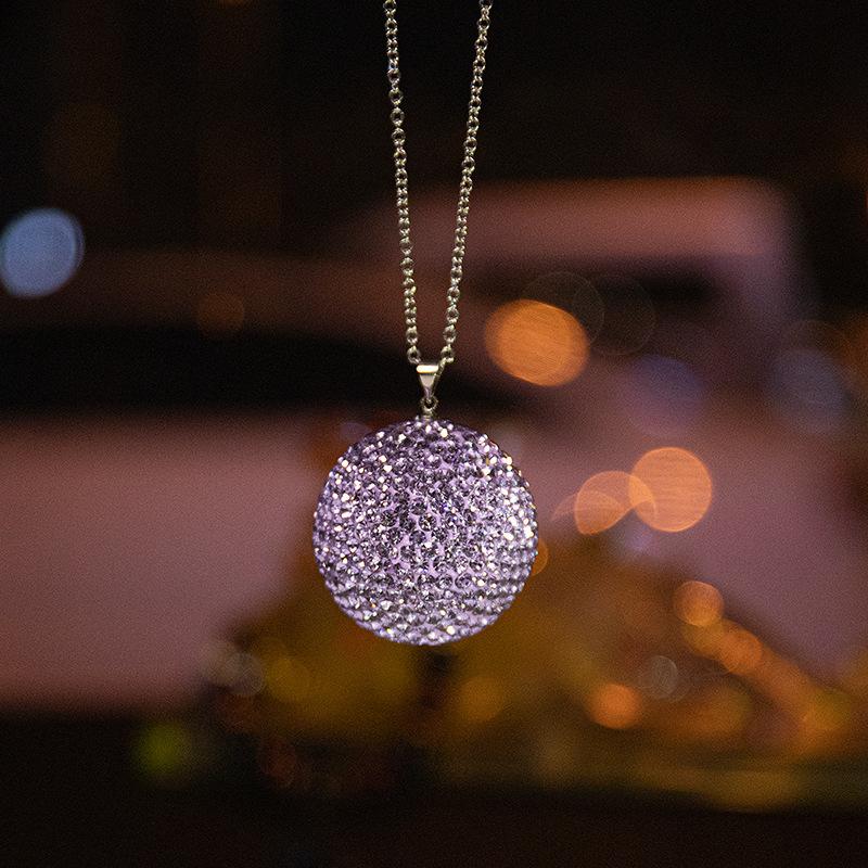 Car Crystal Ball Pendant Cross-border Bling Diamond-encrusted Car Rearview Mirror Full of Diamond Decoration Ornaments