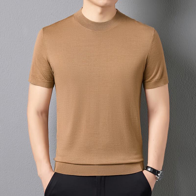 

Firstview Men s Fine Wool Mock Neck Short Sleeve Sweater FV25D1567 M