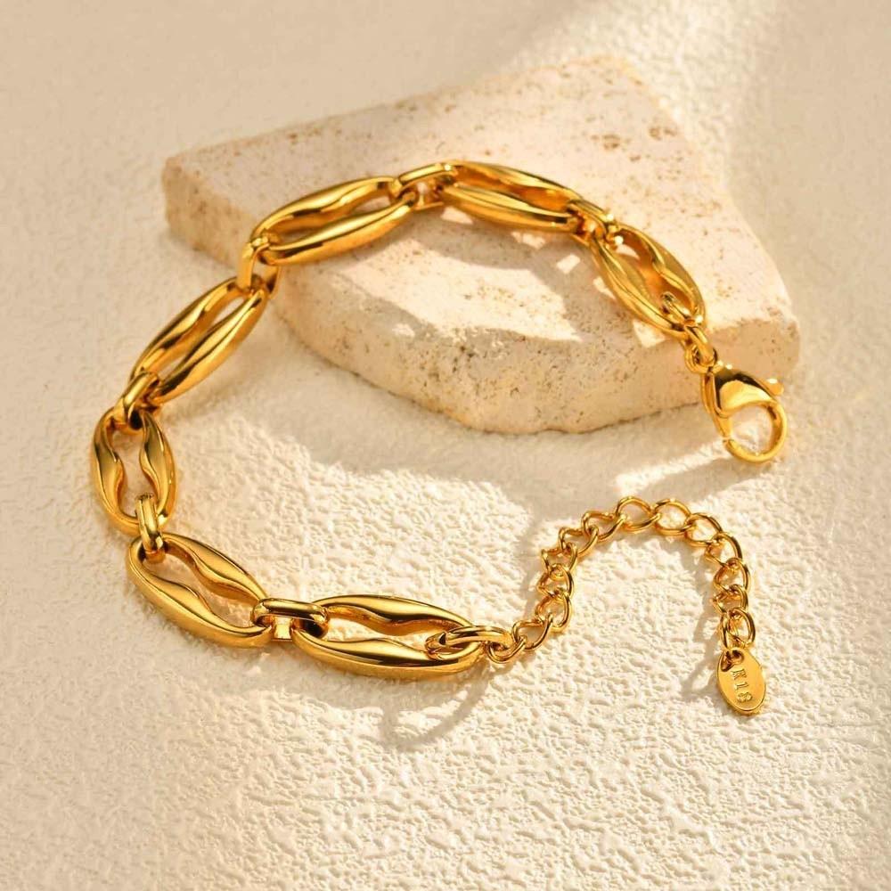 Stainless Steel Gold Chain Bracelet Wristband Jewelry Stainless Steel Hand Chain  Women