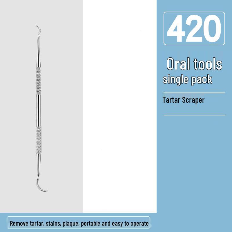 Dental Oral Care Tool Set: Stainless Steel Mouth Mirror, Probe, Tartar Remover, Toothpick