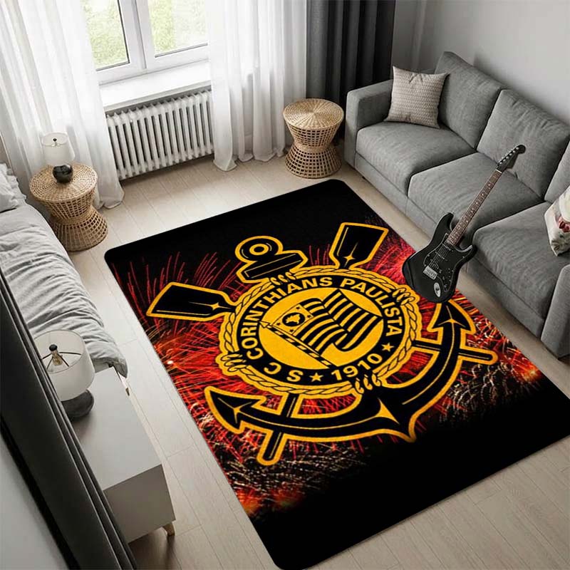 Sport Club Corinthians Paulista Football Club Red Lava Area Rug, Anti-slip Floor Mat, Soccer Fan Home Decor Carpet for Living Room Bedroom Sofa