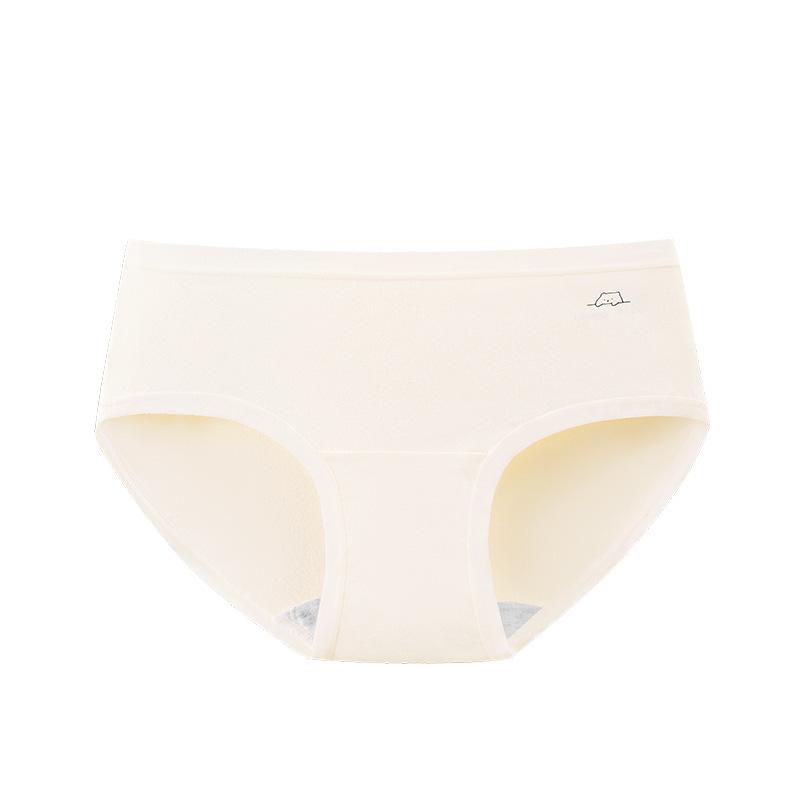 Ladies Spring and Autumn Cotton 7A Antibacterial Extended Crotch Breathable Mid Waist Triangle Briefs