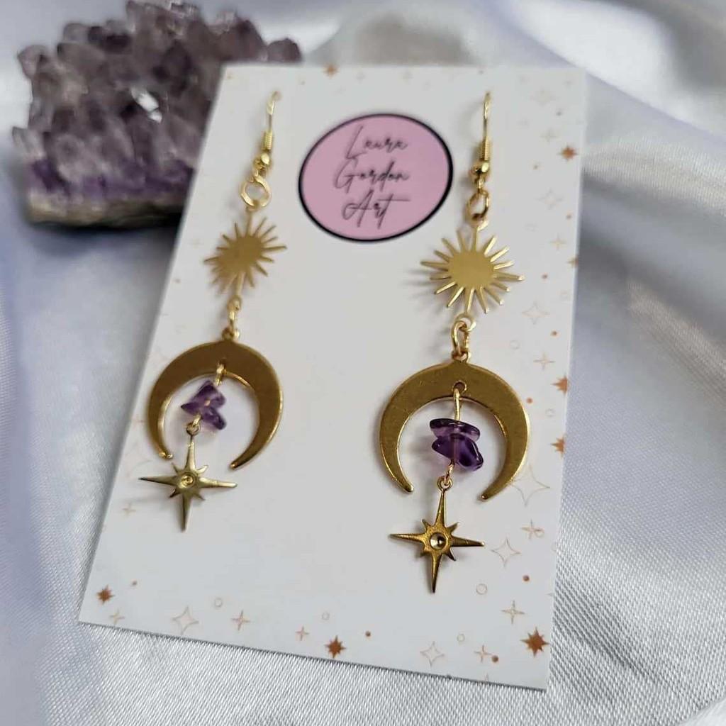 Bohemian Water Drop Crystal Moon Earrings With Handmade Design For Holiday Fashion