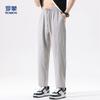 Luomeng Men's Ramie Cotton Ice Silk Casual Straight-Leg Pants