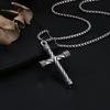 Simple Stainless Steel Necklace with Spiral Column Cross Pendant