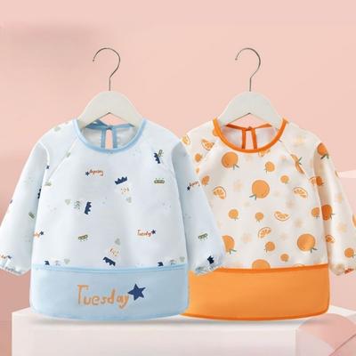 With Pockets Children Apron Full Sleeve Feeding Smock New Infant Breastplate  for Kids Eating