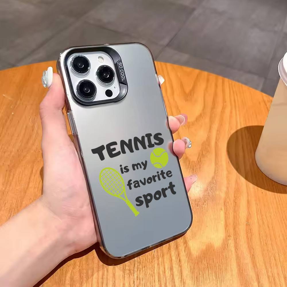

T-Tennis Sport Phone Case For iPhone17,16,15,14,13,12,11 Plus,Pro Max Candy Silver Plated Inside Cover iPhone16e