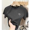 Design sense niche round neck simple short-sleeved T-shirt women's summer slim and thin age reduction versatile casual pure cotton top