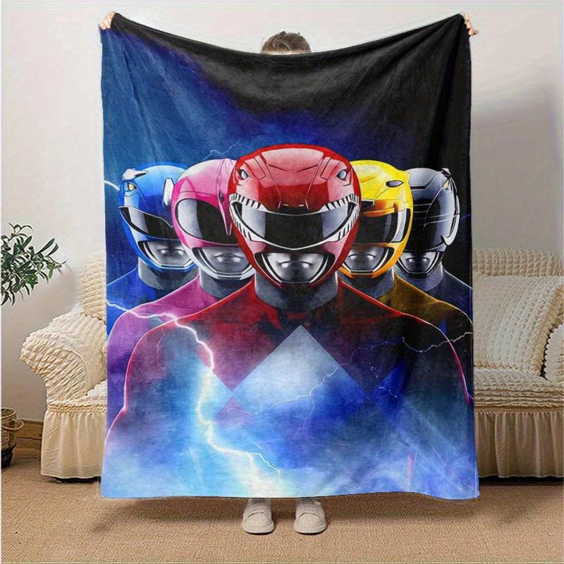 

1pc, Power Rangers Red Ranger Helmet Design Soft Throw Blanket, Perfect for Home Decor, Couch Cover, Travel, Camping, Car, Beach, Office Nap, Ideal Gi 130x150cm