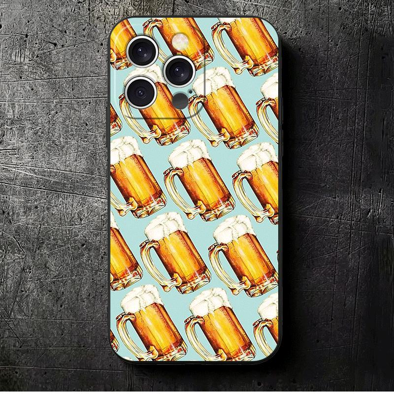 

Funny Beer Bubble Summer Soft Phone Case for iPhone 16 16E 17 Air 15 Pro Max 14 Plus 13 Mini 11 12 7 Black Cover Back Shell iPhone 14 Pro