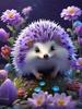 Diamond 5DDIY Painting New Purple Series Animal Hedgehog Flower Full Square/Round Diamond Mosaic Flower Home Decoration